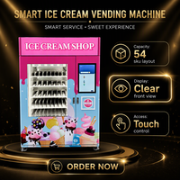 Distributeur automatique de crèmes glacées OEM avec écran tactile 21,5 pouces, congélateur -25°C, élévateur, paiement par carte de crédit, 54 références pour centre commercial
