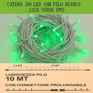 Guirlande lumineuse verte Gloca 100Led 10M, fil blanc Ip65, éclairage décoratif extérieur et intérieur - Product Image 4