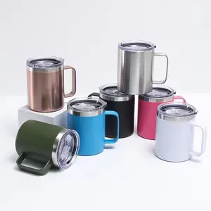 12oz Handle Cup 304 Stainless Steel Cross Long time Insulation Mugs Business Office Advertising Gift Cups