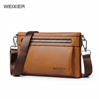 Bolso Bandolera de Cuero PU para Hombre WEIXIER, Resistente al Desgaste, con Cierre, para Teléfono Móvil, Impermeable, para Cintura