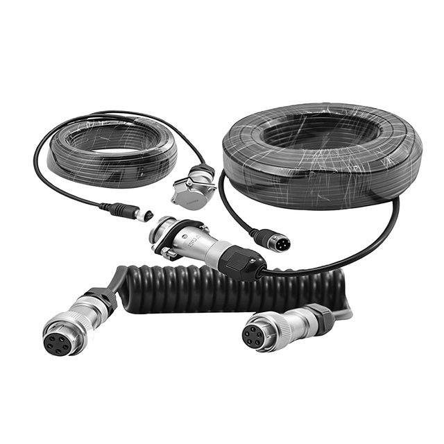 Heavy Duty Vehicle 4P Aviation Backup Camera Coiled Spiral Cable 10M for Truck Trailer Electric Power Video Wire Harness