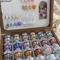 Set de 24 Colores de Polvo para Uñas Aurora Moonlight con Efecto Brillante para Manicura, Diseño DIY, Polvo de Espejo Premium para Uñas