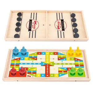 2 in 1 catapult chess bumper wooden sling puck hockey board game table top slingshot games winner board game toys