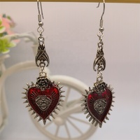 Boucles d'oreilles gothiques Vintage, goutte d'eau, bijoux sang Rose cœur huile chauve-souris, boucles d'oreilles gothiques rétro pour femmes