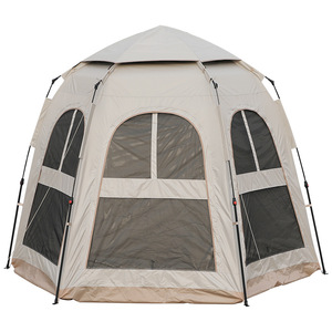Hexagonal <b>Tent</b> 3m X 2m 2.2m Height Portable Single Layer Outdoor Camping Four Seasons Waterproof Khaki Black Vinyl - Product Image 2
