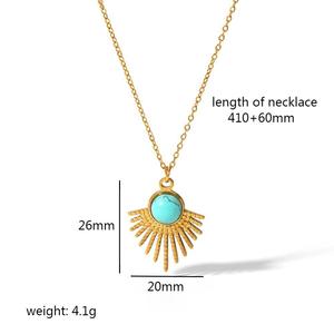 Vintage Style Natural Stone Stainless Steel Necklace For Women 18K Gold Plated <b>Titanium</b> Steel Clavicle <b>Chain</b> Jewelry Geometric - Product Image 5