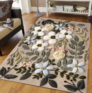 Tapis en velours brodé de fleurs et de cristaux pour salon, table basse, anti-poussière, facile d'entretien, tapis doux pour la maison, vente en gros, livraison directe - Product Image 3