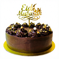 Luxuriöser Spiegel-Gold Acryl Eid Mubarak Tortenaufsatz für Eid-Kuchendekoration