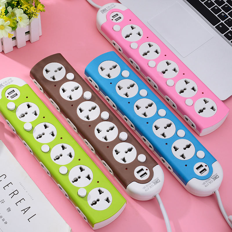 5 Gang 2m Multifunction Extension Cable Socket Lead with 5 AC Outlets ...