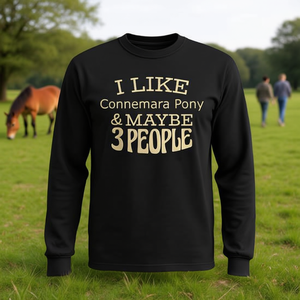Camiseta ecuestre de manga larga con diseño de pony de Conneamara, Irlanda, para amantes de los caballos, unisex, para adultos, con cuello redondo - Product Image 3