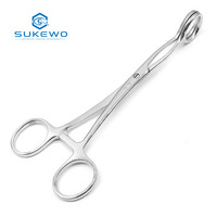 KEWO Tongue Holding Forceps 17cm Round Tip Oral Dental Grasping Pliers Clinical Emergency Medical Surgical Instruments Tools