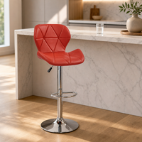 Tabouret de bar pivotant réglable en cuir PU avec base en métal chromé, design moderne pour hôtel, restaurant, salle à manger