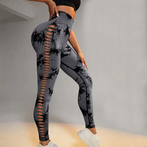 2024 Hot Sale Women's Solid <b>Pattern</b> Long Leg Mesh Leggings Set - Product Image 1