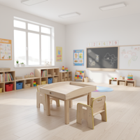 Table de jeu carrée en bois avec motif Jinxiu, pour l'école, table de jeu pour enfants, démontable, écologique, durable, personnalisable