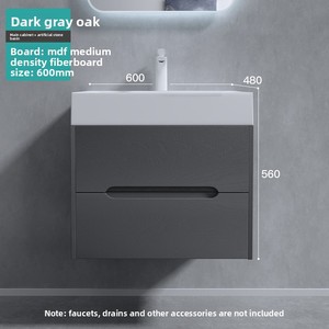 Deutscher <span class=keywords><strong>Doporro</strong></span> Nordic Design Kunststein-Integriertes Waschbecken LED-Spiegel Kupfer-Abfluss Badmöbel-Set Wandmontiert - Product Image 6