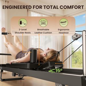 CZFIT Reformer de Pilates Rosa, Nuevo Estilo, Plegable, Equipo de Fitness para Uso Doméstico y Estudios de Yoga, Duradero, Esenciales para el Gimnasio - Product Image 4