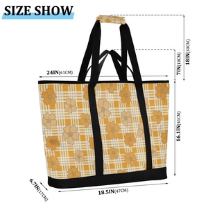 Sac de courses réutilisable surdimensionné personnalisé avec imprimé Palaka Hawaï et fleurs, sac isotherme avec bretelles pour femmes - Product Image 3