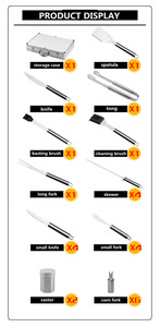 Trọng Lượng Nhẹ Chống Dính Thép Không Gỉ BBQ Grill Công Cụ Set Với Spatula Kẹp Xiên - Product Image 2