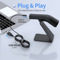 Escáner de Código de Barras USB con Cable Xincode, Escáner de Código de Barras Láser 1D Portátil, Lector de Código de Barras de Mano con Soporte, Pistola de Escaneo GT-3501-B