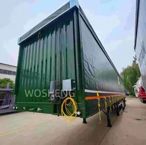 WS Shandong Semi-reboque aberto lateral para trailer de PVC Van com 3 eixos personalizáveis persianas de lona