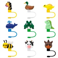 Capuchon anti-poussière en silicone pour pailles, qualité alimentaire, réutilisable, écologique, motif dessin animé, portable, compatible 8mm/10mm pour bouteilles d'eau