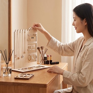 Wooden Jewelry Display Rack 300x150x300mm High-<b>End</b> Style <b>Storage</b> Stand For Jewelry Showcase - Product Image 4