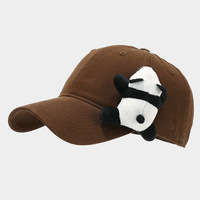Gorra de Béisbol de 6 Paneles con Estampado de Panda de Dibujos Animados, Bordado 3D, Algodón Suave, Estilo Hip Hop, Tela Común para Uso Diario de Niños