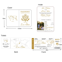 Cartes de Vœux Thème Voyage Passeport Imprimable Set de Cartes d'Invitation Billet d'Avion pour Mariage Destination et Décoration de Fête