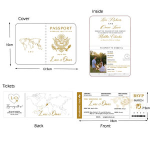 Tarjetas de felicitación con tema de viaje, pasaporte imprimible, <span class=keywords><strong>destino</strong></span>, tarjeta de embarque de boda, juego de tarjetas de invitación para decoración de fiesta de boda - Product Image 3
