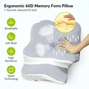 Grosir Disesuaikan Busa Memori Anti-mendengkur Persegi Kontur Tidur Bantal Medis untuk Leher Bantal Ortopedi Putih.