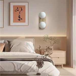 Wabi-Sabi双地球仪壁灯 | 简约E14双头壁灯 | 石材纹理圆形矩形壁灯 - Product Image 4