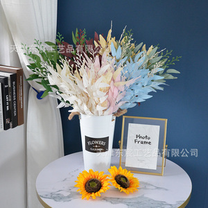 ช่อดอกไม้ใบหลิวประดิษฐ์สีเขียวเหลืองแดงตกแต่งบ้านงานแต่งงาน 120 ซม. - Product Image 4