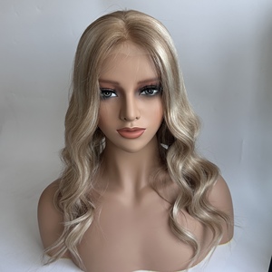 Cheveux vierges bruts, nœuds simples noués à la main pour perruque Lace Top Lace Front, Brunette, Blond chaud, Balayage, pour femmes - Product Image 1