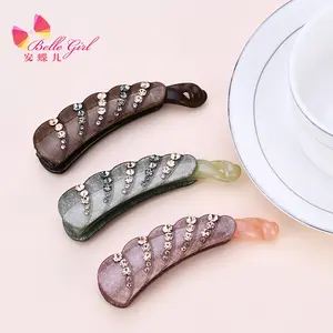 BELLEWORLD accessori per capelli in stile coreano personalizzati clip per artigli per capelli in cristallo acrilico di grandi dimensioni clip di banana in acetato di cellulosa di diamante