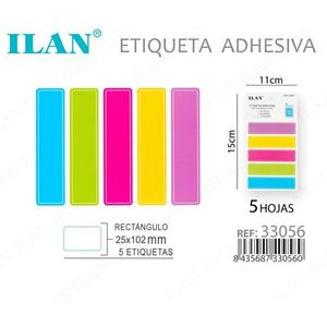 Etiqueta Adhesiva Rectangular 25x102mm, 5 Hojas de Colores para Ropa - Product Image 1