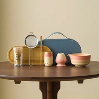 Kit de Matcha en Céramique Personnalisable 8 Pièces, Design Zen Asiatique, Ensemble de Voyage Écologique avec Étui de Transport pour l'Extérieur et les Voyages