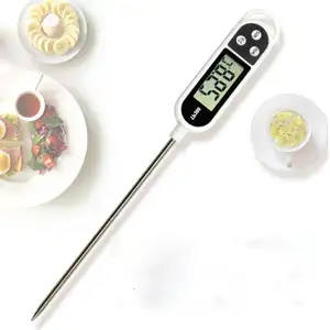 卸売 湿度計ベーキング-ミニポータブル食品温度計キッチン折りたたみ式オイル温度計バーベキューベーキングプローブ電子食品温度計