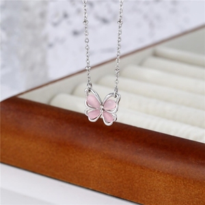 Collana a Catena in Oro 18K Best Seller con Design a <span class=keywords><strong>Farfalla</strong></span> in Zircone <span class=keywords><strong>Rosa</strong></span> 42+5cm Collana alla Moda in Ottone per Regalo S0716 - Product Image 2