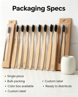 Brosse à dents souple en bambou avec manche en bois naturel, consommables de nettoyage buccal pour les courts séjours, approvisionnement transfrontalier