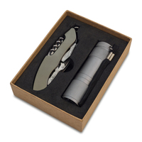 Couteau multifonction 11-en-1 pliable en acier inoxydable avec lame de scie, lime, tournevis, lampe torche 9 LED, en alliage d'aluminium pour le bricolage