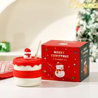 Tasse à café en céramique de Noël avec paille 380ml