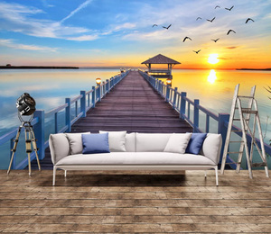Papel pintado de <span class=keywords><strong>Lago</strong></span> de puesta de sol de paisaje natural moderno para decoración <span class=keywords><strong>del</strong></span> hogar <span class=keywords><strong>Mural</strong></span> de pared de dormitorio de PVC de fácil instalación para taller - Product Image 5