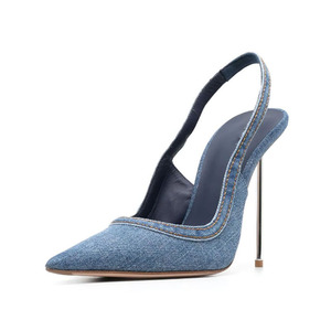 <span class=keywords><strong>Sandali</strong></span> di lusso in denim <span class=keywords><strong>blu</strong></span> estivo <span class=keywords><strong>da</strong></span> <span class=keywords><strong>donna</strong></span> con tacco a spillo a punta con tacco in metallo e tacco alto <span class=keywords><strong>da</strong></span> <span class=keywords><strong>donna</strong></span> in denim - Product Image 6