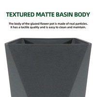 Pot de fleurs irrégulier en plastique, pots de fleurs blancs en forme de diamant, extra grand, pour jardin intérieur/extérieur, pot de plantation avec trou de drainage, 17L