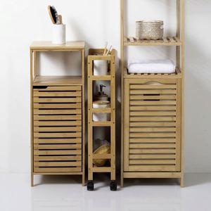 3 Tier Bamboo Kitchen & Bathroom Wheeled Trolley Island Utility Cart Removable Wood Shelves Multi-functional Food Storage Rack - Product Image 3