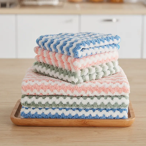 Paños de Limpieza de Felpa Coral Ondulada, Súper Absorbentes y Sin Pelusas, Toallas de Microfibra Multiusos para Limpieza del Hogar y la Cocina - Product Image 1