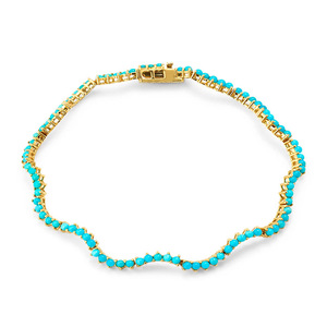 Gemnel 925 <strong>Silver</strong> &amp; 18K Gold Plated Turquoise Wave Tennis Bracelet Natrual Gemstone Fine Jewelry Bracelets &amp; <strong>Bangles</strong> - Product Image 1