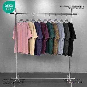 T-shirt a girocollo squadrata da uomo di alta qualità 100% cotone lavato e personalizzato <span class=keywords><strong>Design</strong></span> semplice di base per il commercio all'ingrosso - Product Image 6