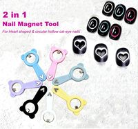 Outil magnétique puissant 2 en 1 en forme d'ours pour effet œil de chat et cœur, double extrémité, pour DIY effet trou noir et ongles en forme de cœur creux