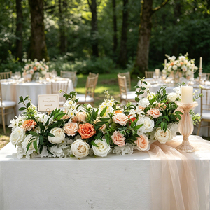 Romantic High Quality orange Artificial Mixed color Silk Floral <b>runner</b> for Wedding Ceremonies or Party Decorations - Product Image 1